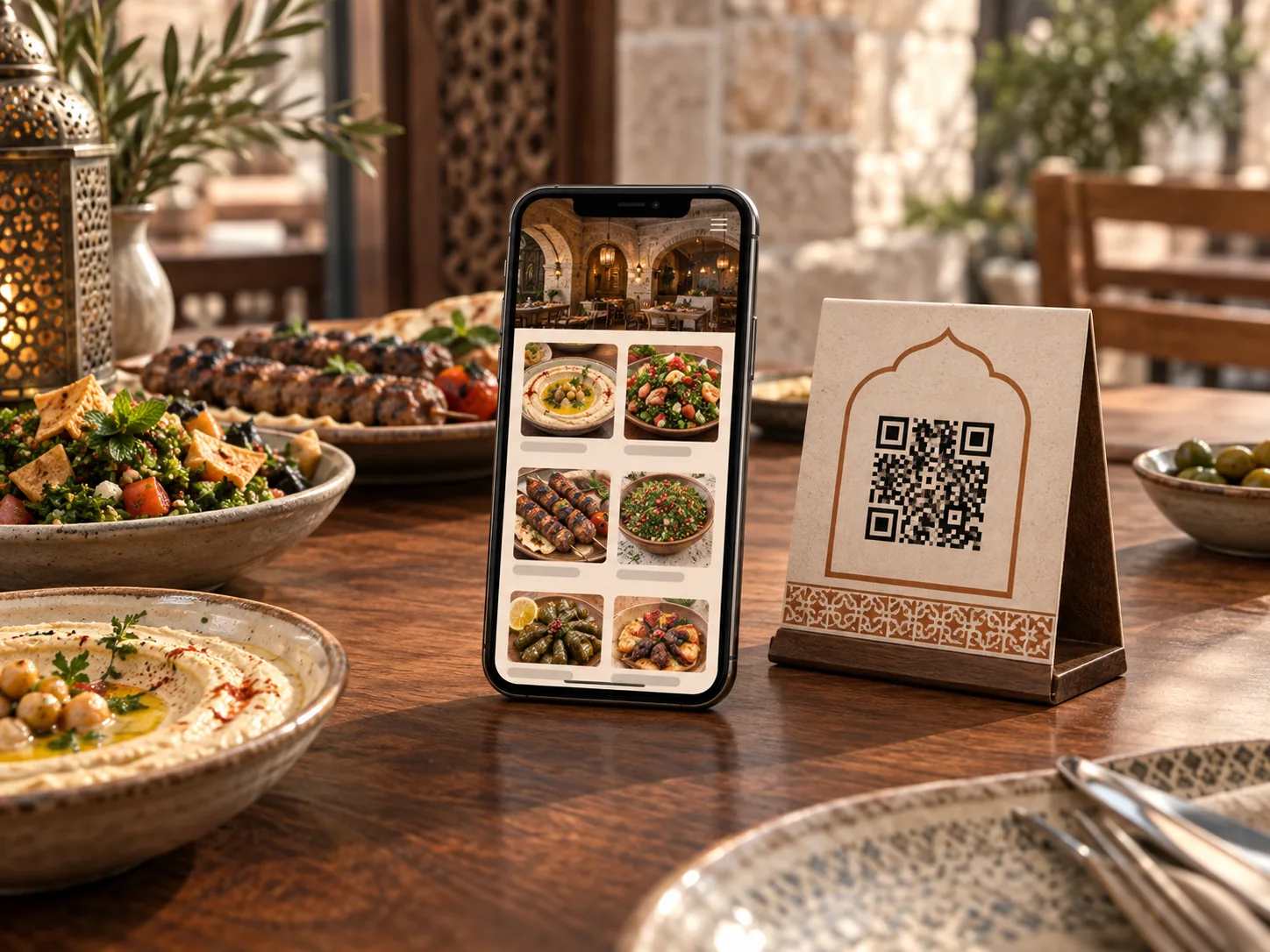 صورة توضيحية لمنيو إلكتروني للمطاعم والكافيهات